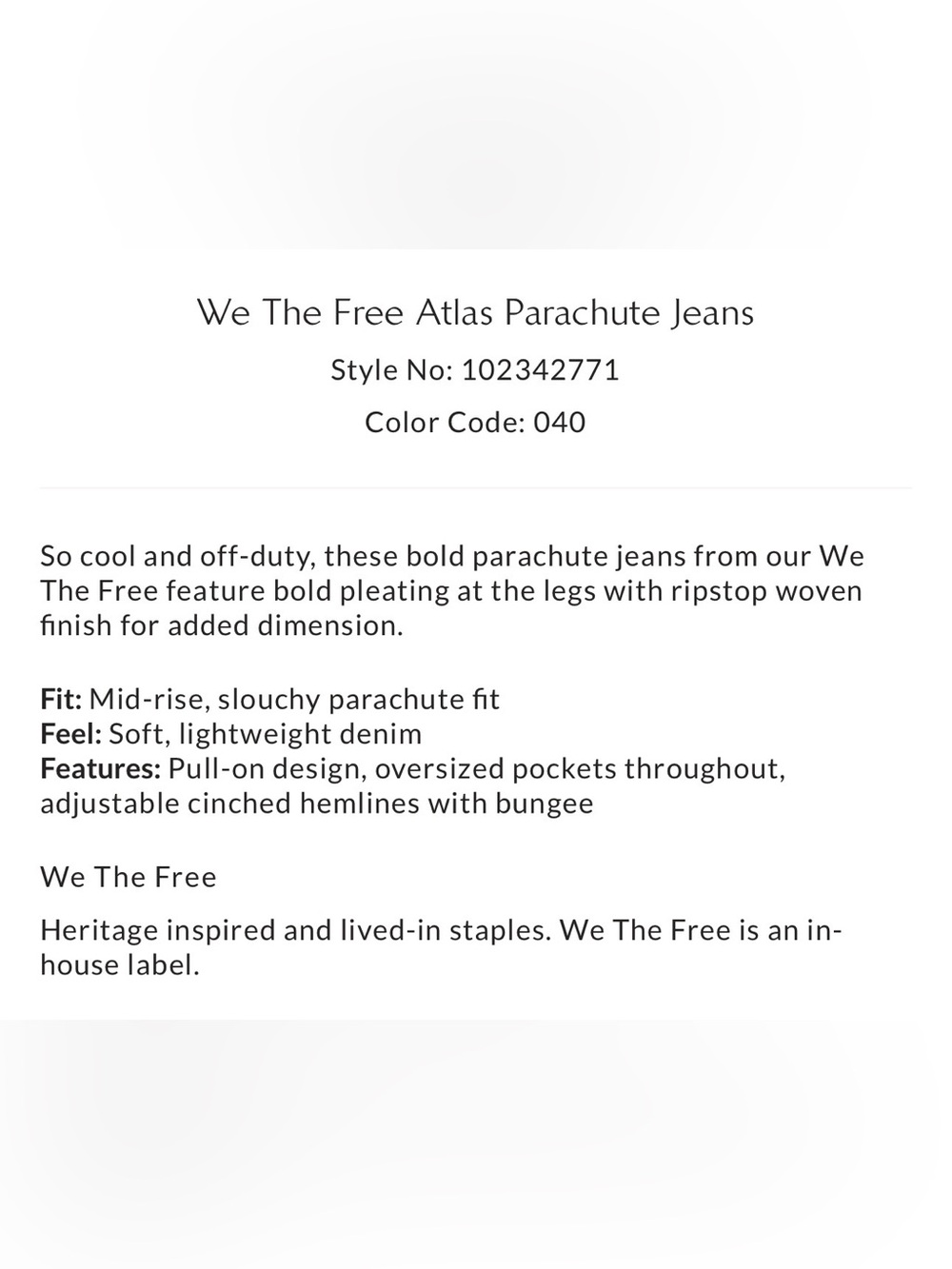 We The Free Atlas Parachute Jeans in Explorer - Picture 5 of 5